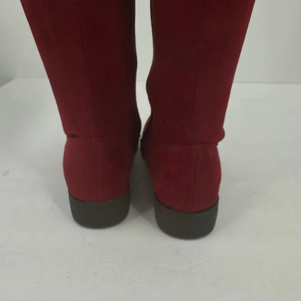 Chinese Laundry Over the Knee Boots Size 6 Red Faux Suede Whimsigoth Boho‎ Chic